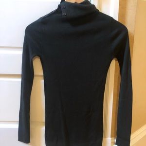 Theory Dark Green Sweater w/ buttons at neck